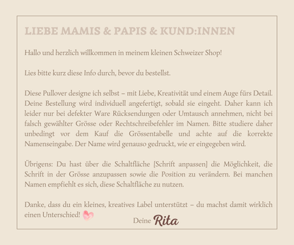 Personalisierbarer Baby-Pullover mit Rentiermotiv aus 85% Baumwolle in Bio-Qualität