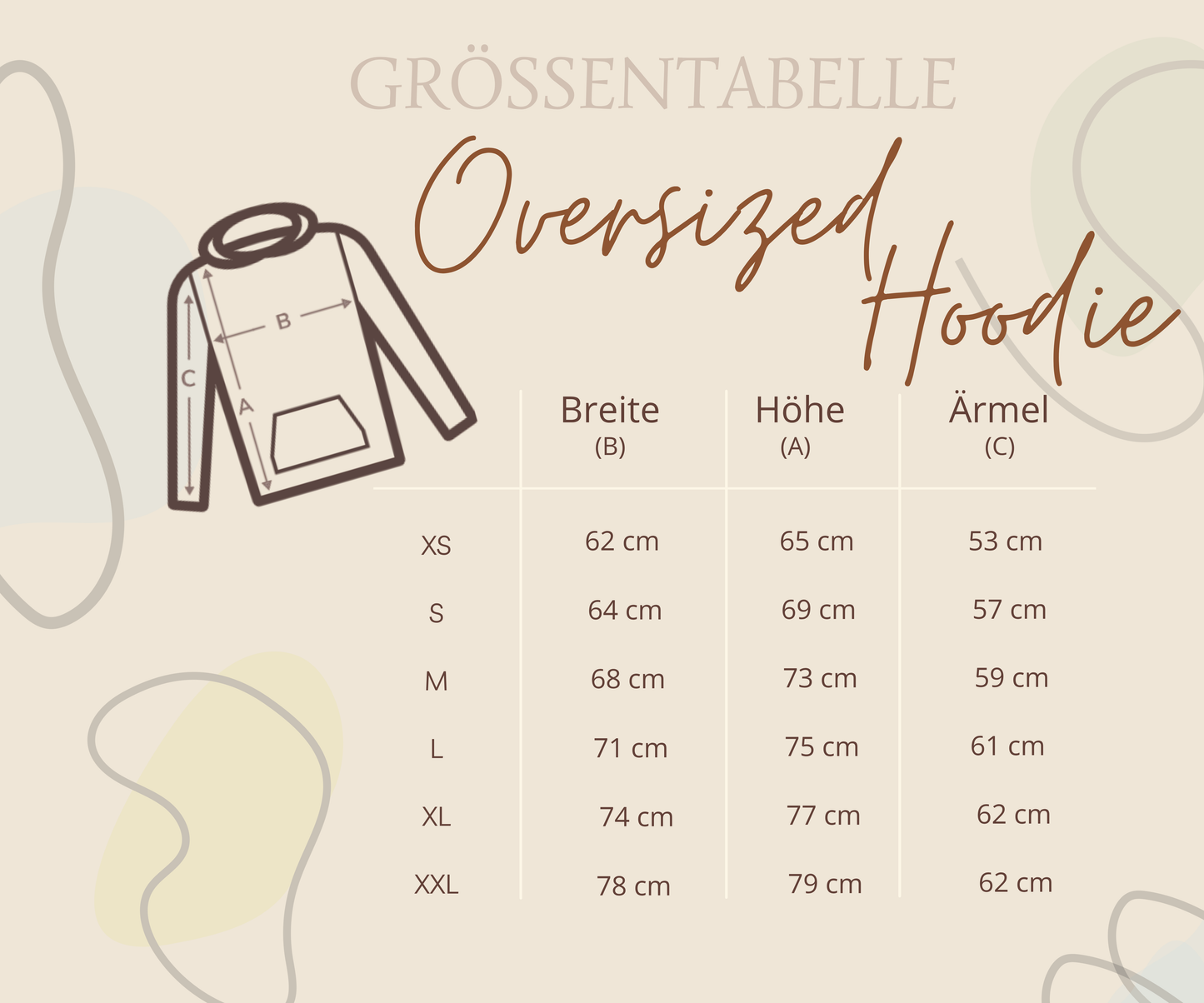 100% Bio Baumwolle Oversized Hoodie, Kapuzenpullover Frauen Wandern