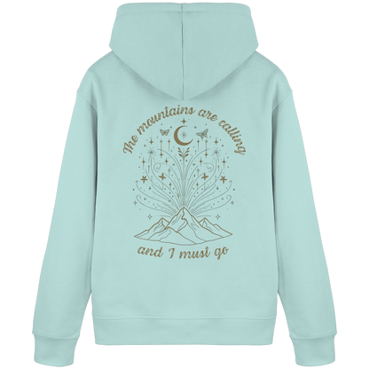 Hoodie aus 85% Baumwolle in Bio-Qualität: The mountains are calling-Kapuzenpullover für Frauen