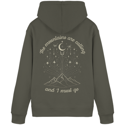Hoodie aus 85% Baumwolle in Bio-Qualität: The mountains are calling-Kapuzenpullover für Frauen